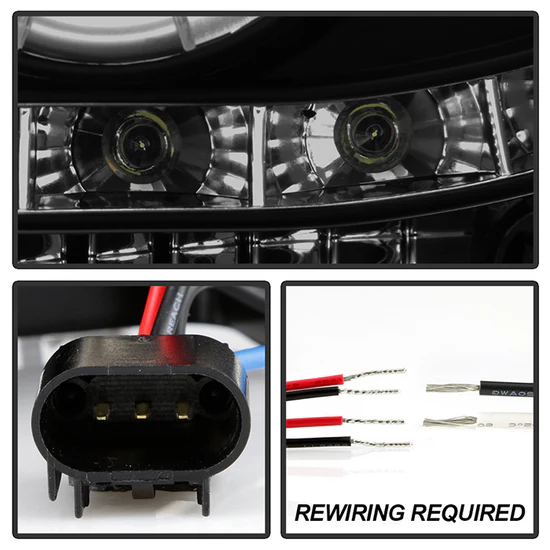 Fits ( Spyder Signature ) Ford F250/350/450 Super Duty 05-07 Projector Headlights - LED Halo - LED ( Replaceable LEDs ) - Black Smoke - High H1 (Included) - Low H1 (Included) - Image 5
