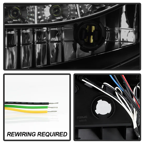 Fits ( Spyder Signature ) Ford F250/350/450 Super Duty 05-07 Projector Headlights - LED Halo - LED ( Replaceable LEDs ) - Black Smoke - High H1 (Included) - Low H1 (Included) - Image 4