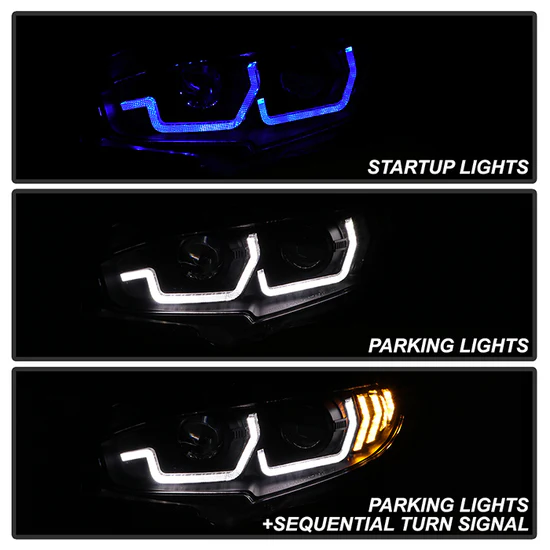 Fits ( Spyder Signature ) Honda Civic 2016-2020 2DR/4DR/Hatchback ( Not Compatible With Factory LED Headlight Equipped Vehicles ) Projector Headlights - Sequential Crystal Light Bar Turn Signal Light - DRL Light Bar Parking Light - Greeting Light - Black - Image 10