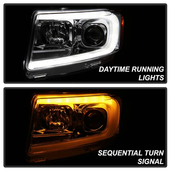 Fits ( Spyder Signature ) Jeep Grand Cherokee 11-13 Light Bar Projector Headlights - Halogen Model Only ( Not Compatible With Xenon/HID Model ) - Chrome - Lo Beam ; H9 Not Included - Hi Beam ; H1 Included - Image 8