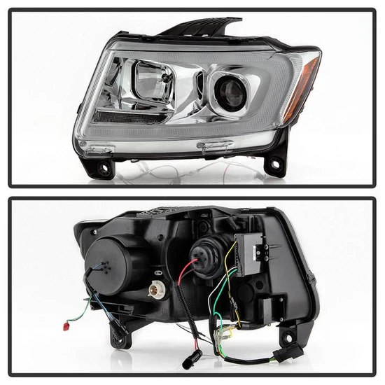 Fits ( Spyder Signature ) Jeep Grand Cherokee 11-13 Light Bar Projector Headlights - Halogen Model Only ( Not Compatible With Xenon/HID Model ) - Chrome - Lo Beam ; H9 Not Included - Hi Beam ; H1 Included - Image 9