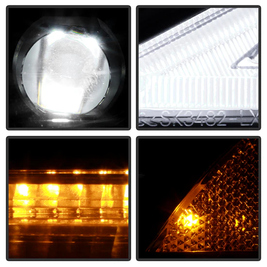 Fits ( Spyder Apex ) Lexus IS 250/350 2006-2010 Halogen Model Only ( Not Compatible With Factory Xenon/HID Model ) High-Power LED Module Equipped Headlights - Sequential LED Turn Signal - DRL Crystal Light Bar Parking Light - Black - Image 3