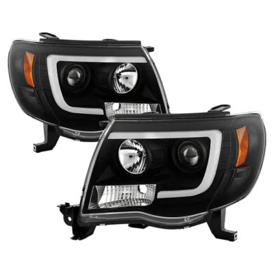 Fits ( Spyder Platinum ) Toyota Tacoma 2005-2011 Version 2 High-Power LED Module ( Low Beam ) Equipped Headlights - White Light Bar Parking Light - Low Beam: LED (Included) - High Beam: H1 (Included) - Turn Signal: 3157 (Not Included) - Black