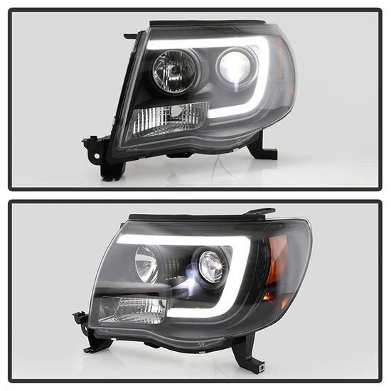 Fits ( Spyder Platinum ) Toyota Tacoma 2005-2011 Version 2 High-Power LED Module ( Low Beam ) Equipped Headlights - White Light Bar Parking Light - Low Beam: LED (Included) - High Beam: H1 (Included) - Turn Signal: 3157 (Not Included) - Black - Image 2