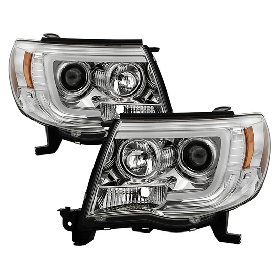 Fits ( Spyder Signature ) Toyota Tacoma 05-11 Version 2 Projector Headlights - Light Bar DRL - Chrome