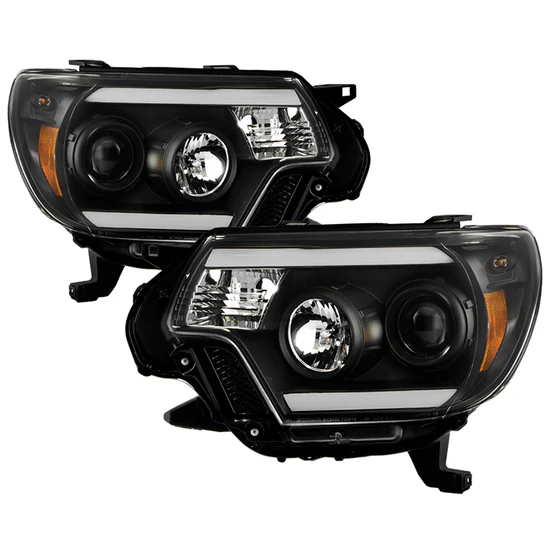 Fits ( Spyder Signature ) Toyota Tacoma 12-15 Projector Headlights - Light Bar DRL - Black