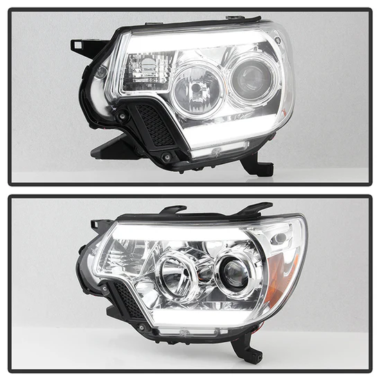 Fits ( Spyder Signature ) Toyota Tacoma 12-15 Projector Headlights - Light Bar DRL - Chrome - Image 2
