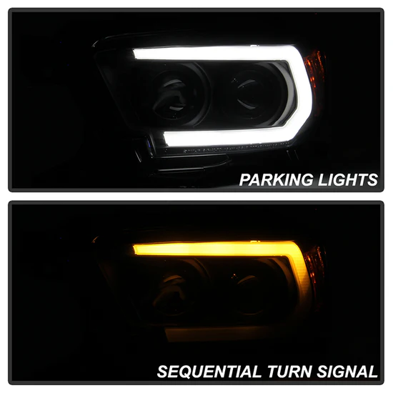 Fits ( Spyder Signature ) Toyota Tacoma 2016-2022 (fits models with OE halogen with LED DRL) Projector Headlights - Sequential LED Turn Signal - Low Beam-H11(Not Included) ; High Beam-H9(Not Included) ; Signal-LED(Included) - Black Smoke - Image 10