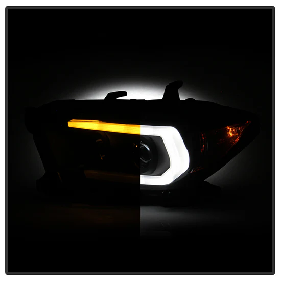 Fits ( Spyder Signature ) Toyota Tacoma 2016-2022 (fits models with OE halogen with LED DRL) Projector Headlights - Sequential LED Turn Signal - Low Beam-H11(Not Included) ; High Beam-H9(Not Included) ; Signal-LED(Included) - Black Smoke - Image 3