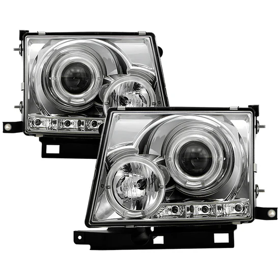 Fits ( Spyder Signature ) Toyota Tacoma 97-00 Projector Headlights - LED Halo - LED ( Replaceable LEDs ) - Chrome - High H1 (Included) - Low H1 (Included)