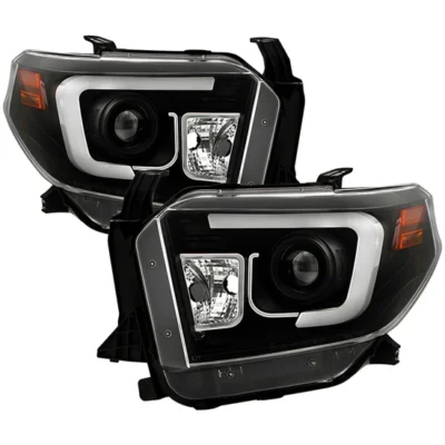 Fits ( Spyder Signature ) Toyota Tundra 2014-2017 / 2018 Tundra ( will only fit SR and SR5 Model ) Projector Headlights - Light Bar DRL - Black