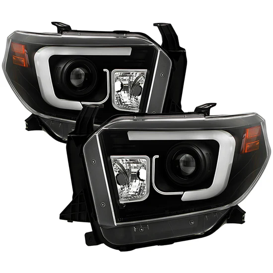 Fits ( Spyder Signature ) Toyota Tundra 2014-2017 / 2018 Tundra ( will only fit SR and SR5 Model ) Projector Headlights - Light Bar DRL - Black