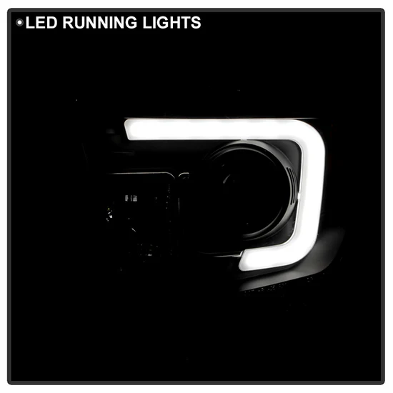 Fits ( Spyder Signature ) Toyota Tundra 2014-2017 / 2018 Tundra ( will only fit SR and SR5 Model ) Projector Headlights - Light Bar DRL - Black - Image 6