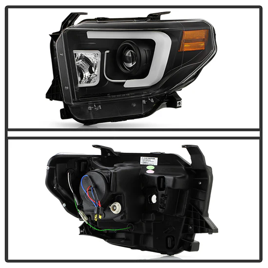 Fits ( Spyder Signature ) Toyota Tundra 2014-2017 / 2018 Tundra ( will only fit SR and SR5 Model ) Projector Headlights - Light Bar DRL - Black - Image 5