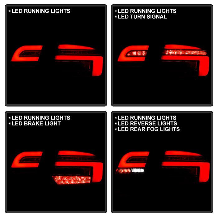 Fits ( Spyder ) Audi A3 2009 - 2013 Full LED Tail Lights - Brake: LED (Included) - Parking: LED (Included) - Turn Signal: LED (Included) - Reverse: LED (Included) - Black - Image 2