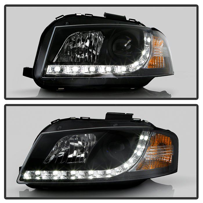 Fits ( Spyder Signature ) Audi A3 06-08 Projector Headlights - Halogen Model Only ( Not Compatible With Xenon/HID Model ) - DRL - Black - High H1 (Included) - Low H7 (Included) - Image 3