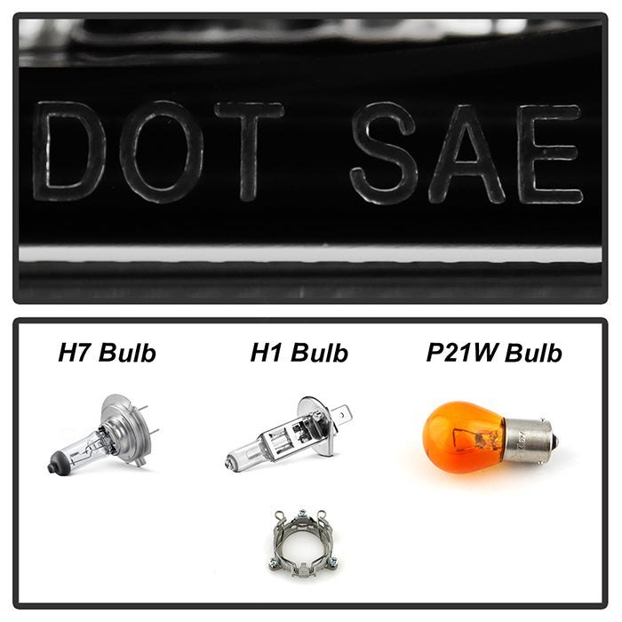 Fits ( Spyder Signature ) Audi A3 06-08 Projector Headlights - Halogen Model Only ( Not Compatible With Xenon/HID Model ) - DRL - Black - High H1 (Included) - Low H7 (Included) - Image 5