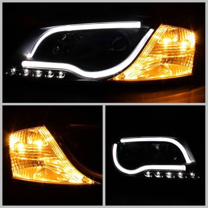 Fits ( Spyder Signature ) Audi A3 06-08 Projector Headlights - Halogen Model Only ( Not Compatible with Xenon/HID Model ) - Light Tube - DRL - Black - High H1 (Included) - Low H7 (Included) - Image 4