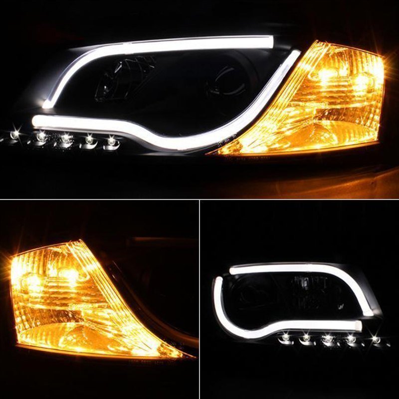 Fits ( Spyder Signature ) Audi A3 06-08 Projector Headlights - Halogen Model Only ( Not Compatible with Xenon/HID Model ) - Light Tube - DRL - Black - High H1 (Included) - Low H7 (Included) - Image 2