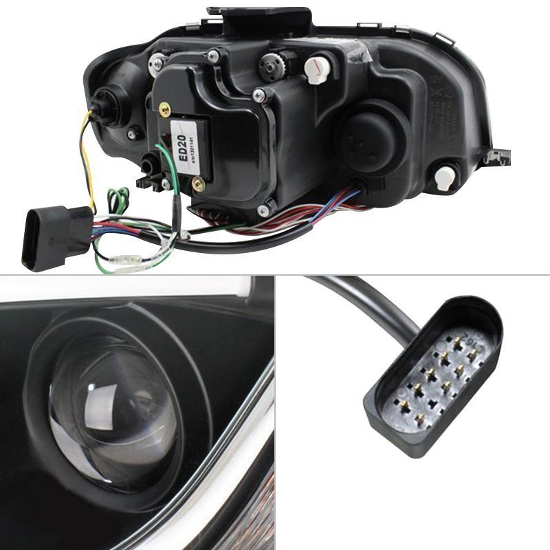 Fits ( Spyder Signature ) Audi A3 06-08 Projector Headlights - Halogen Model Only ( Not Compatible with Xenon/HID Model ) - Light Tube - DRL - Black - High H1 (Included) - Low H7 (Included) - Image 3