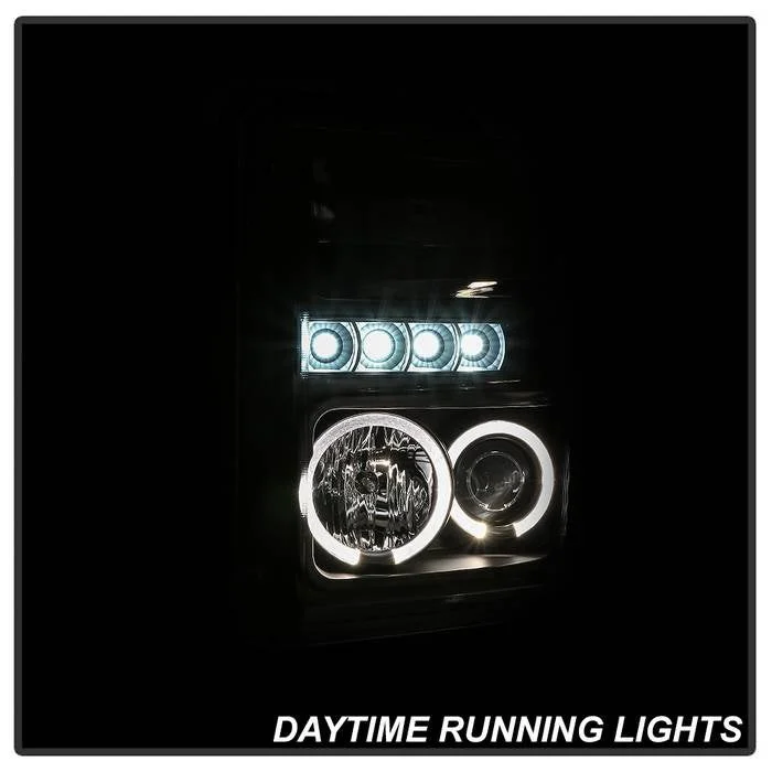 Fits ( Spyder Signature ) Ford F250/350/450 Super Duty 08-10 Projector Headlights - LED Halo - LED ( Replaceable LEDs ) - All Black - High H1 (Included) - Low H1 (Included) - Image 10