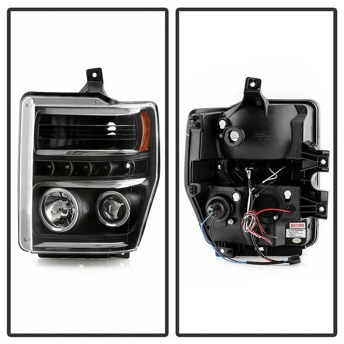 Fits ( Spyder Signature ) Ford F250/350/450 Super Duty 08-10 Projector Headlights - LED Halo - LED ( Replaceable LEDs ) - All Black - High H1 (Included) - Low H1 (Included) - Image 9