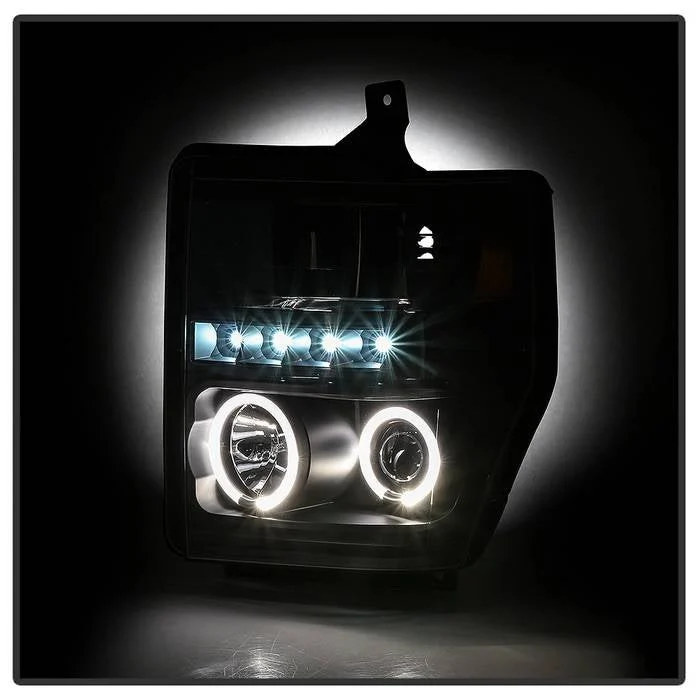 Fits ( Spyder Signature ) Ford F250/350/450 Super Duty 08-10 Projector Headlights - LED Halo - LED ( Replaceable LEDs ) - All Black - High H1 (Included) - Low H1 (Included) - Image 5
