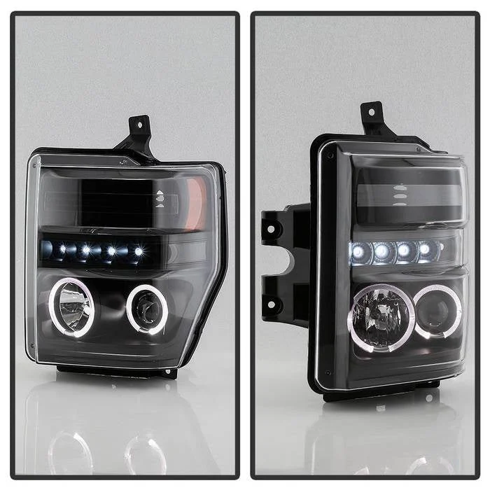 Fits ( Spyder Signature ) Ford F250/350/450 Super Duty 08-10 Projector Headlights - LED Halo - LED ( Replaceable LEDs ) - All Black - High H1 (Included) - Low H1 (Included) - Image 3