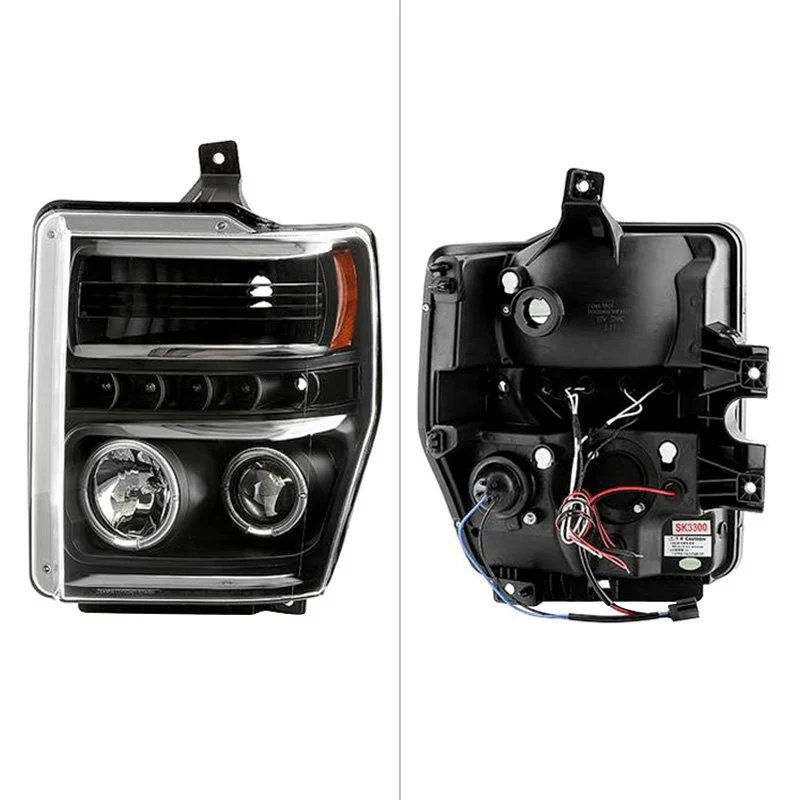 Fits ( Spyder Signature ) Ford F250/350/450 Super Duty 08-10 Projector Headlights - LED Halo - LED ( Replaceable LEDs ) - All Black - High H1 (Included) - Low H1 (Included) - Image 2