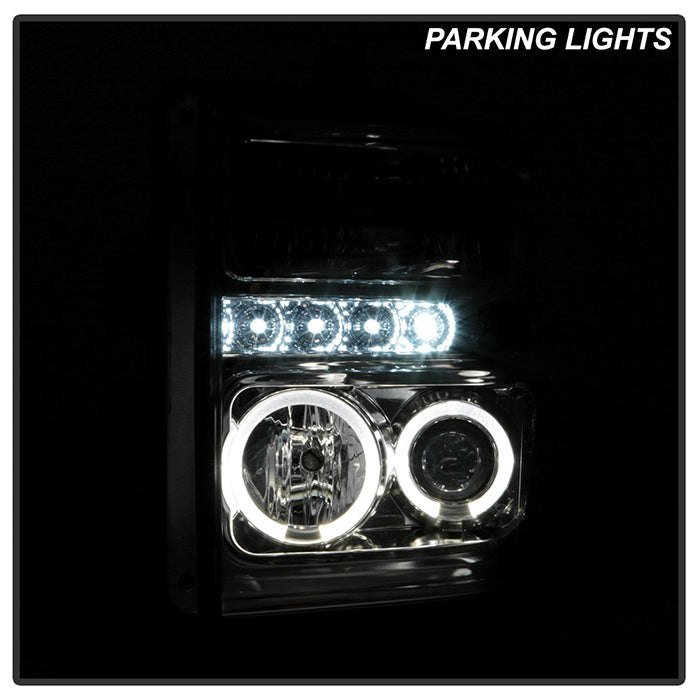 Fits ( Spyder Signature ) Ford F250/350/450 Super Duty 08-10 Projector Headlights - LED Halo - LED ( Replaceable LEDs ) - Chrome - High H1 (Included) - Low H1 (Included) - Image 12