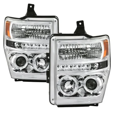 Fits ( Spyder Signature ) Ford F250/350/450 Super Duty 08-10 Projector Headlights - LED Halo - LED ( Replaceable LEDs ) - Chrome - High H1 (Included) - Low H1 (Included)