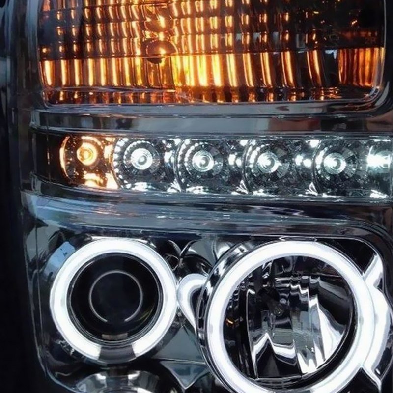Fits ( Spyder Signature ) Ford F250/350/450 Super Duty 08-10 Projector Headlights - LED Halo - LED ( Replaceable LEDs ) - Chrome - High H1 (Included) - Low H1 (Included) - Image 2