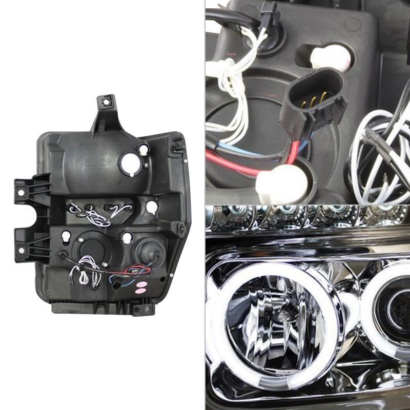 Fits ( Spyder Signature ) Ford F250/350/450 Super Duty 08-10 Projector Headlights - LED Halo - LED ( Replaceable LEDs ) - Chrome - High H1 (Included) - Low H1 (Included) - Image 3
