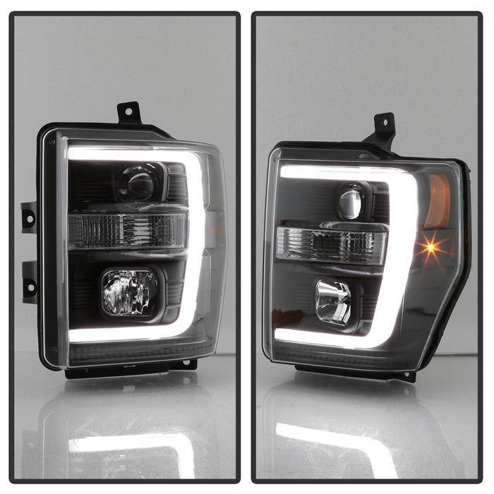 Fits ( Spyer Signature ) Ford F250/350/450 dSuper Duty 08-10 Version 2 Projector Headlights - Light Bar DRL - Black - Image 5