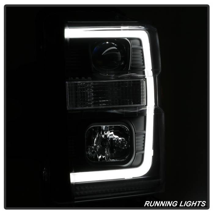 Fits ( Spyer Signature ) Ford F250/350/450 dSuper Duty 08-10 Version 2 Projector Headlights - Light Bar DRL - Black - Image 12