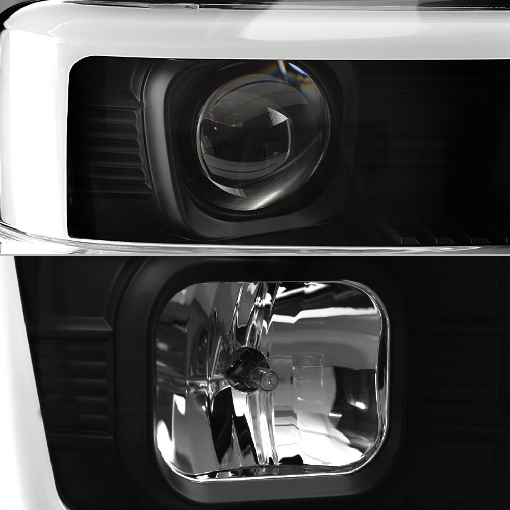 Fits ( Spyer Signature ) Ford F250/350/450 dSuper Duty 08-10 Version 2 Projector Headlights - Light Bar DRL - Black - Image 3