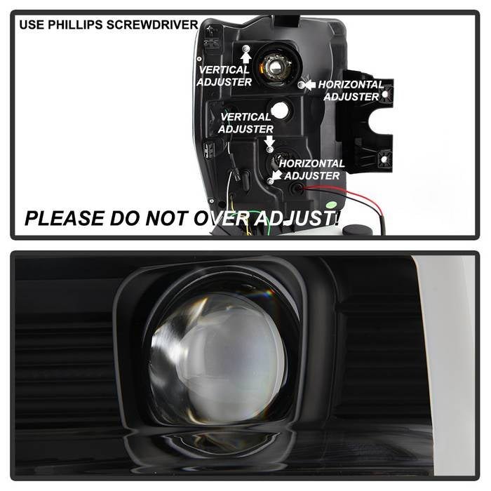 Fits ( Spyder Signature ) Ford F250/350/450 Super Duty 08-10 Version 2 Projector Headlights - Switch Back Light Bar - Low Beam-H7(Included) ; High Beam-H1(Included) ; Signal-2157NA(Not Included) - Black - Image 5