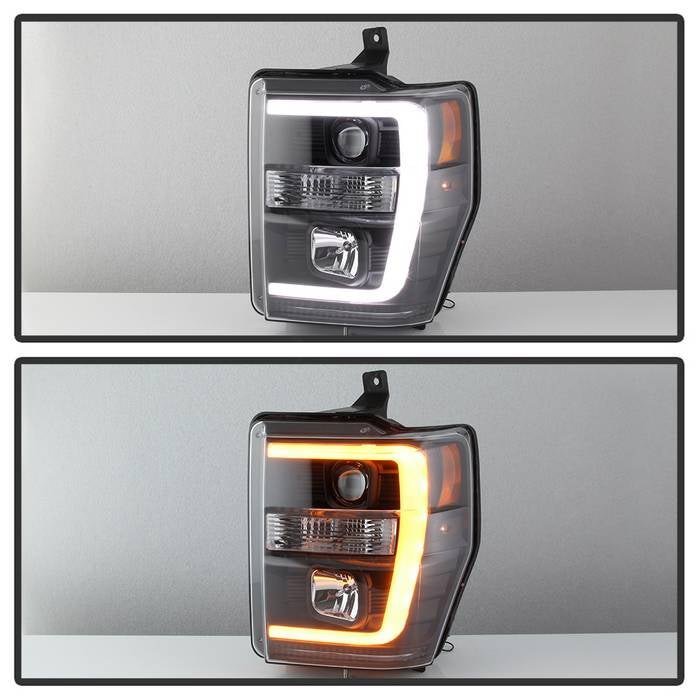 Fits ( Spyder Signature ) Ford F250/350/450 Super Duty 08-10 Version 2 Projector Headlights - Switch Back Light Bar - Low Beam-H7(Included) ; High Beam-H1(Included) ; Signal-2157NA(Not Included) - Black - Image 2