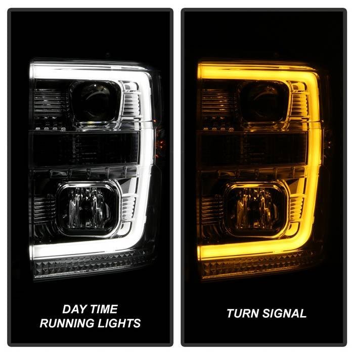 Fits ( Spyder Signature ) Ford F250/350/450 Super Duty 08-10 Version 2 Projector Headlights - Switch Back Light Bar - Low Beam-H7(Included) ; High Beam-H1(Included) ; Signal-2157NA(Not Included) - Chrome - Image 10