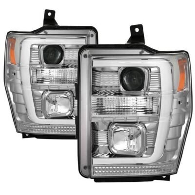 Fits ( Spyder Signature ) Ford F250/350/450 Super Duty 08-10 Version 2 Projector Headlights - Switch Back Light Bar - Low Beam-H7(Included) ; High Beam-H1(Included) ; Signal-2157NA(Not Included) - Chrome
