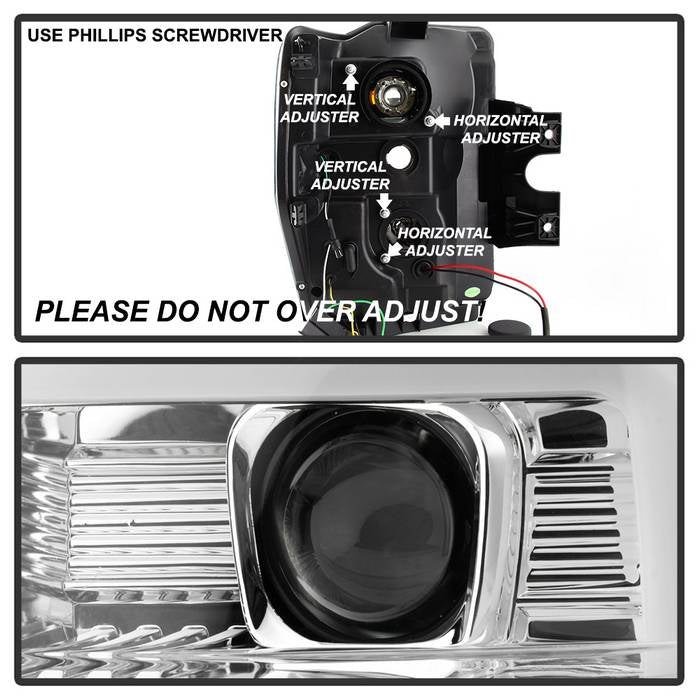 Fits ( Spyder Signature ) Ford F250/350/450 Super Duty 08-10 Version 2 Projector Headlights - Switch Back Light Bar - Low Beam-H7(Included) ; High Beam-H1(Included) ; Signal-2157NA(Not Included) - Chrome - Image 6