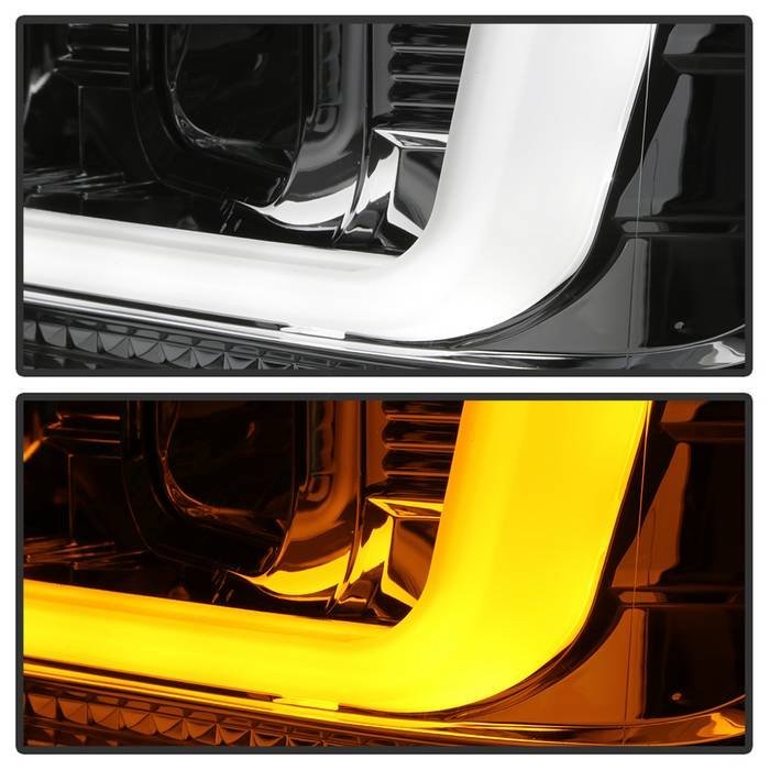 Fits ( Spyder Signature ) Ford F250/350/450 Super Duty 08-10 Version 2 Projector Headlights - Switch Back Light Bar - Low Beam-H7(Included) ; High Beam-H1(Included) ; Signal-2157NA(Not Included) - Chrome - Image 4
