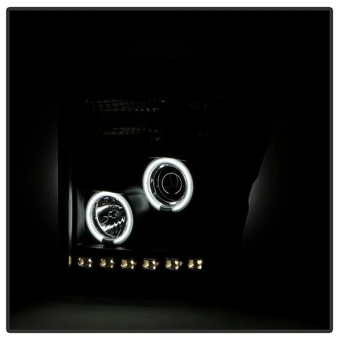 Fits ( Spyder Signature ) Ford F-250/F-350/F450 Super Duty 11-16 Projector Headlights - CCFL Halo - DRL - Black - High H1 (Included) - Low 9006 (included) - Image 2