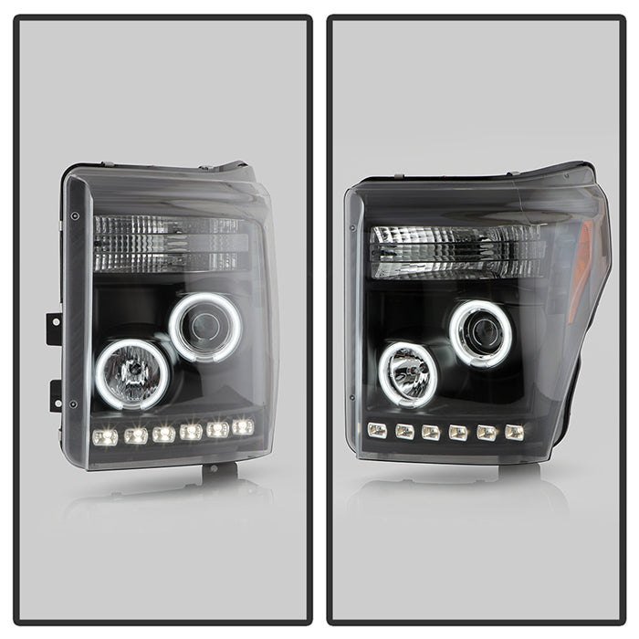 Fits ( Spyder Signature ) Ford F-250/F-350/F450 Super Duty 11-16 Projector Headlights - CCFL Halo - DRL - Black - High H1 (Included) - Low 9006 (included) - Image 11