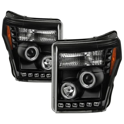 Fits ( Spyder Signature ) Ford F-250/F-350/F450 Super Duty 11-16 Projector Headlights - CCFL Halo - DRL - Black - High H1 (Included) - Low 9006 (included)