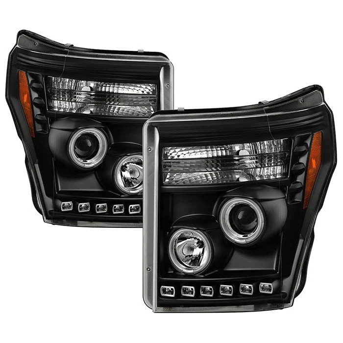 Fits ( Spyder Signature ) Ford F-250/F-350/F450 Super Duty 11-16 Projector Headlights - CCFL Halo - DRL - Black - High H1 (Included) - Low 9006 (included)