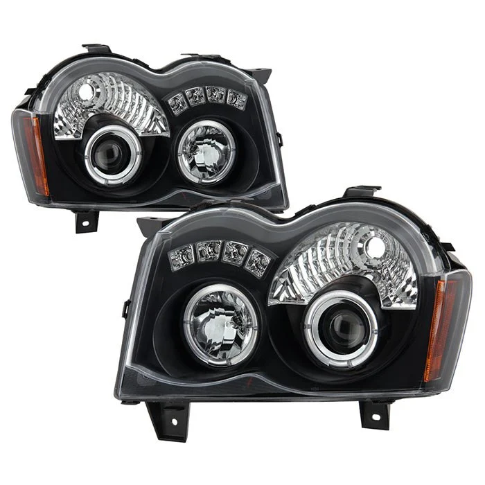 Fits ( Spyder Signature ) Jeep Grand Cherokee 08-10 Projector Headlights - LED Halo - LED ( Replaceable LEDs ) - Black - High H1 (Included) - Low 9006 (Not Included)