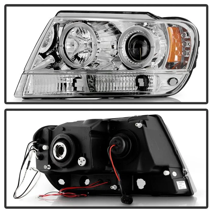 Fits ( Spyder Signature ) Jeep Grand Cherokee 99-04 Projector Headlights - LED Halo - LED ( Replaceable LEDs ) - Chrome - High 9005 (Not Included) - Low 9006 (Not Included) - Image 8