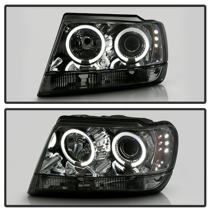 Fits ( Spyder Signature ) Jeep Grand Cherokee 99-04 Projector Headlights - LED Halo - LED ( Replaceable LEDs ) - Smoke - High 9005 (Not Included) - Low 9006 (Not Included) - Image 4