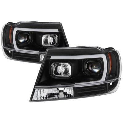 Fits ( Spyder Signature ) Jeep Grand Cherokee 99-04 Version 2 Light Bar Projector Headlights - Black